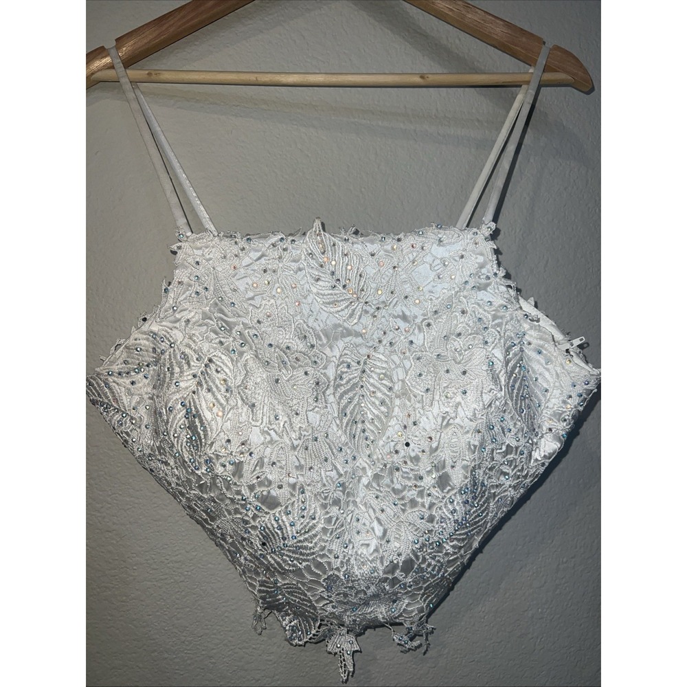 Dave & Johnny VTG Sequin Womens Halter Top Floral Embroidery Chic Romantic 11/12